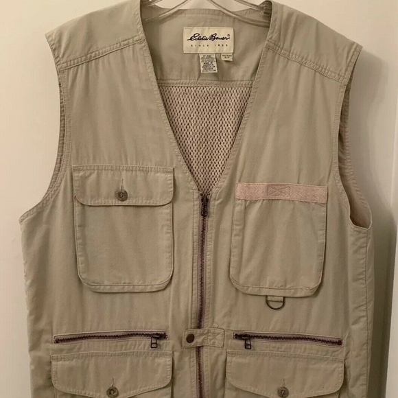Eddie Bauer Khaki Safari vest photography hunting - Picture 1 of 7